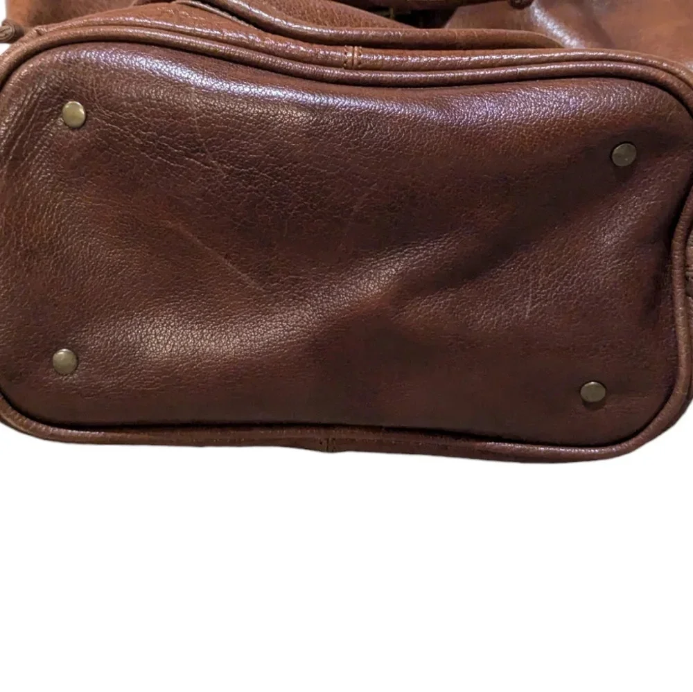 Overland Outfitters Brown Leather Backpack Zip Top Adjustable Straps Pockets